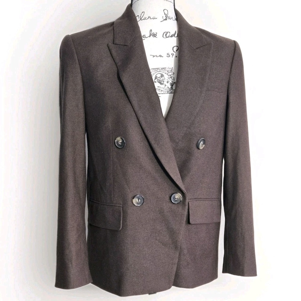 Vince Double Breasted Blazer Womens Sz 2‎ Wool Blend Quiet Luxury Classic Lined